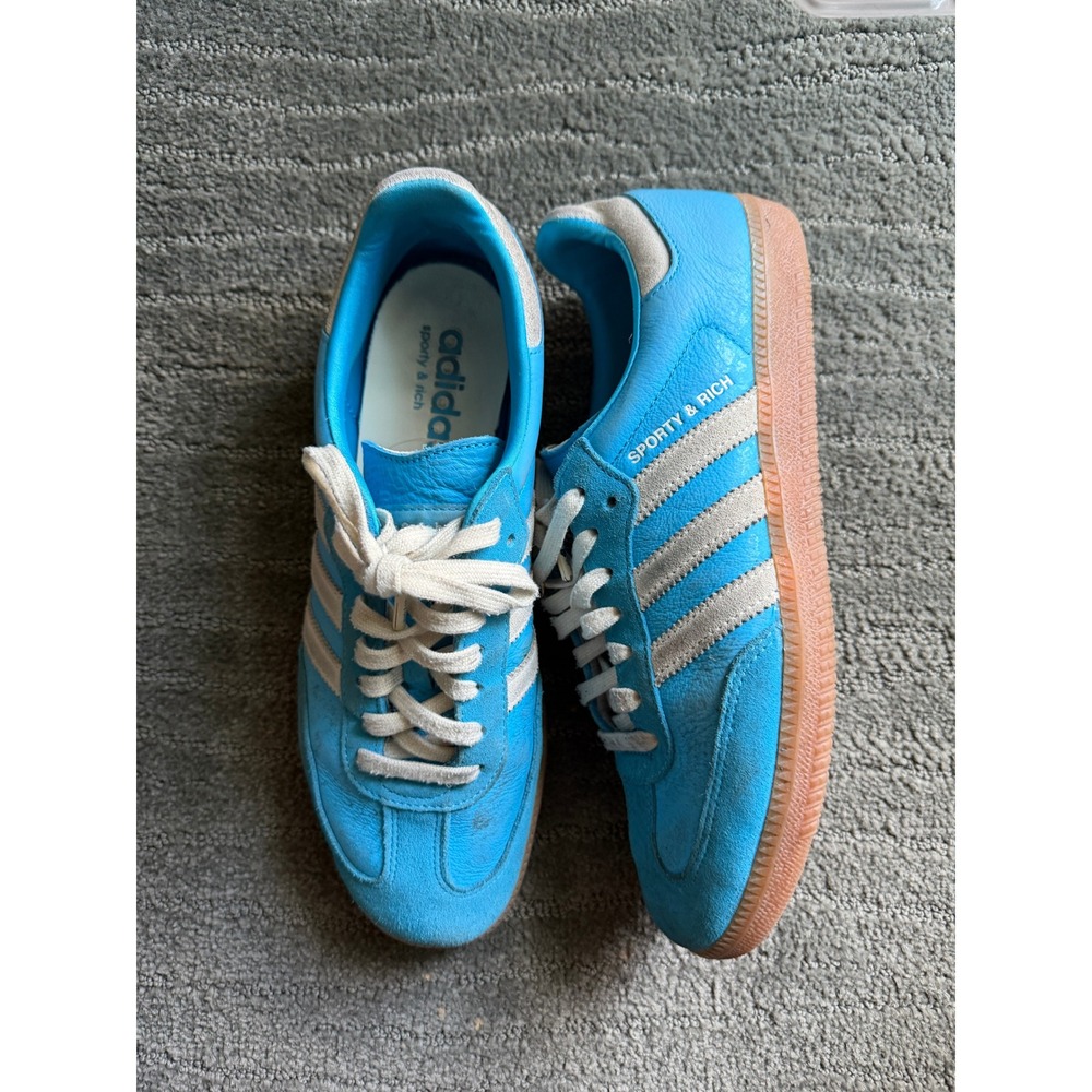 Adidas Samba OG Sporty & Rich Blue Rush Gum Sole Sneakers IE6975 Mens 9